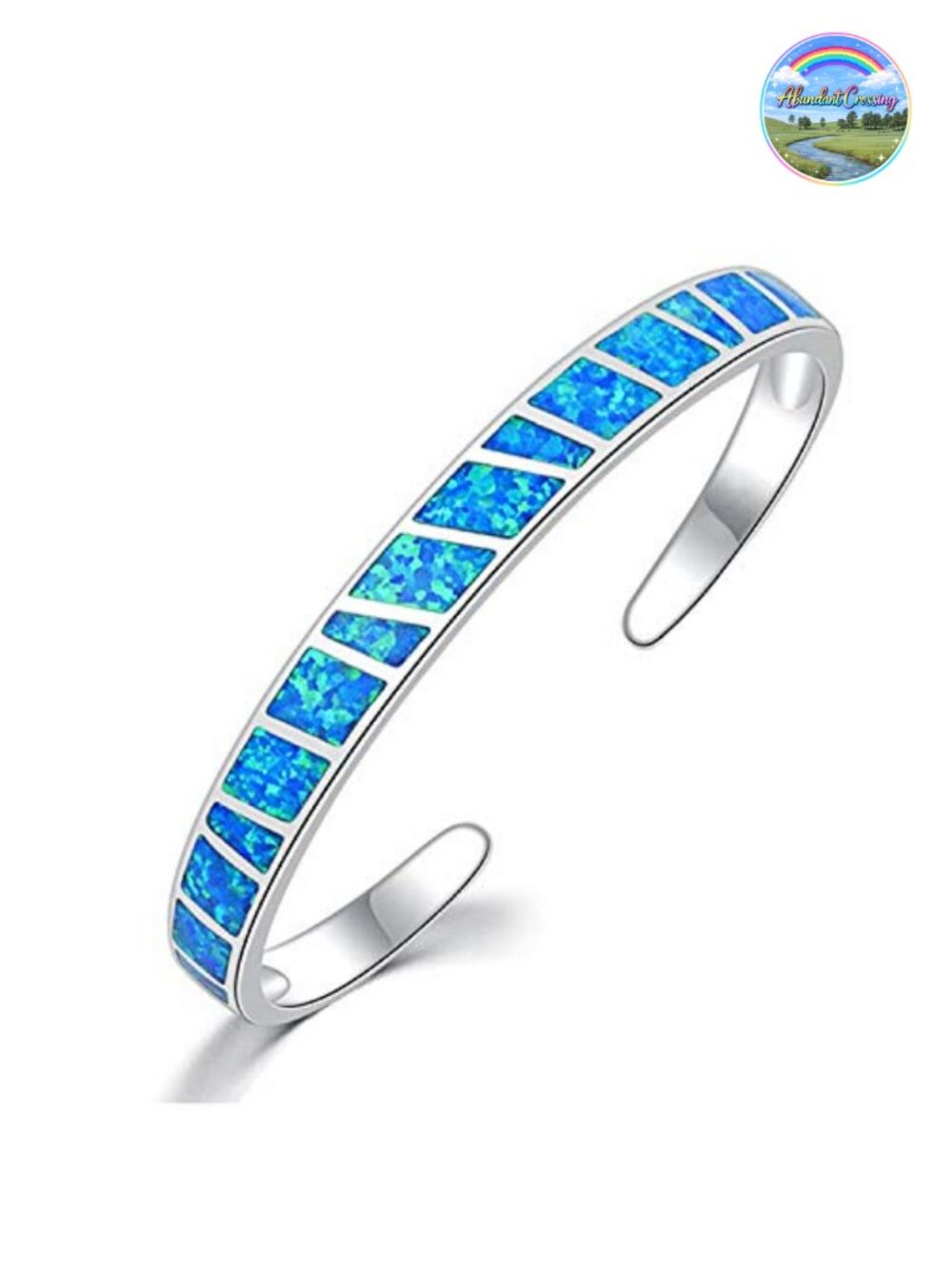 Women's Cuff Bracelet, Opal Bangle, 18K White Gold Plated, Hypoallergenic,